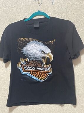 3D Emblem Vintage Men's Cut Off Black Tee With Eagle Design. Good Condition.